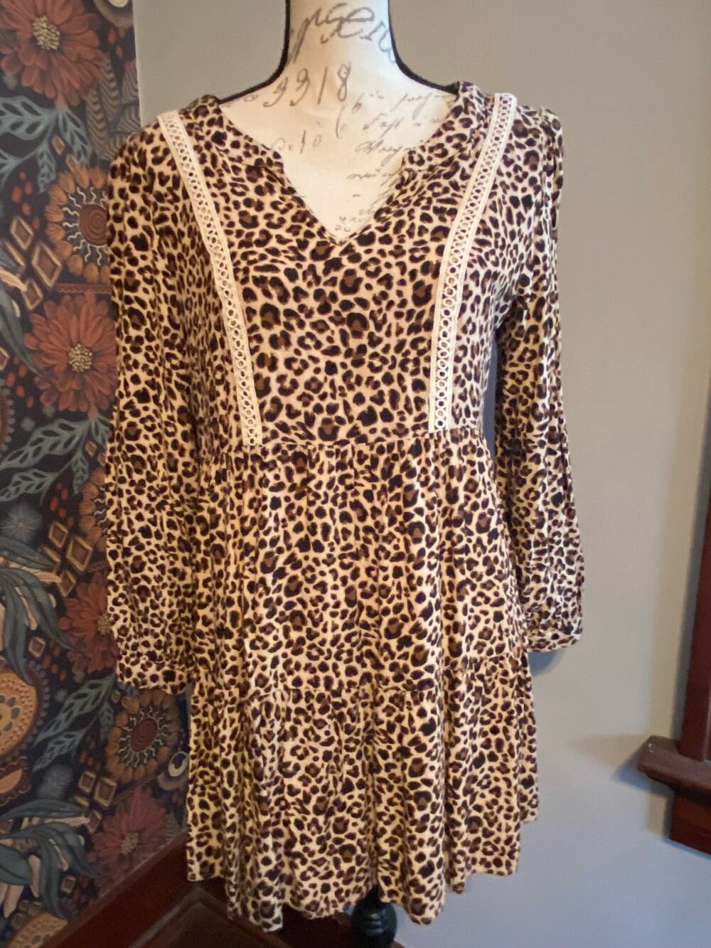 Kori Boho Leopard print Oversized Small Mini Dress Tunic
